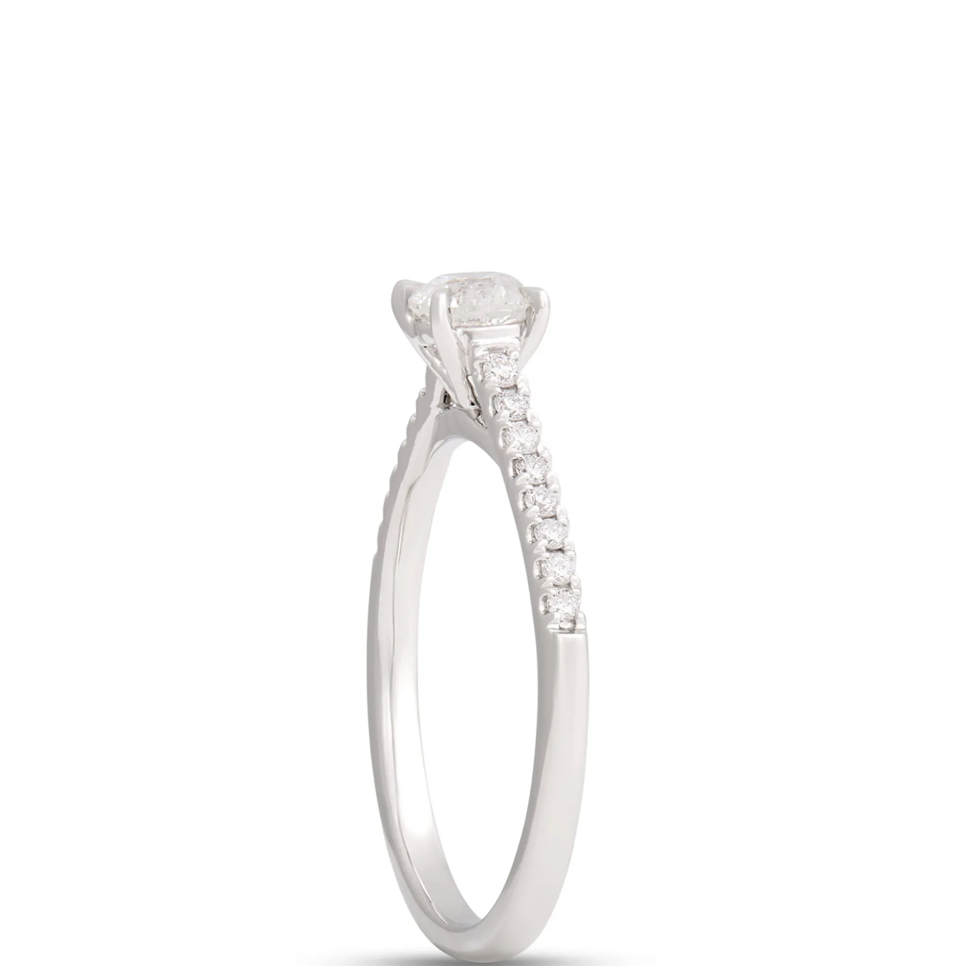 Classic Round Diamond Ring, ½ Carat Total Weight, 14K White Gold