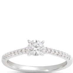 Classic Round Diamond Ring, ½ Carat Total Weight, 14K White Gold