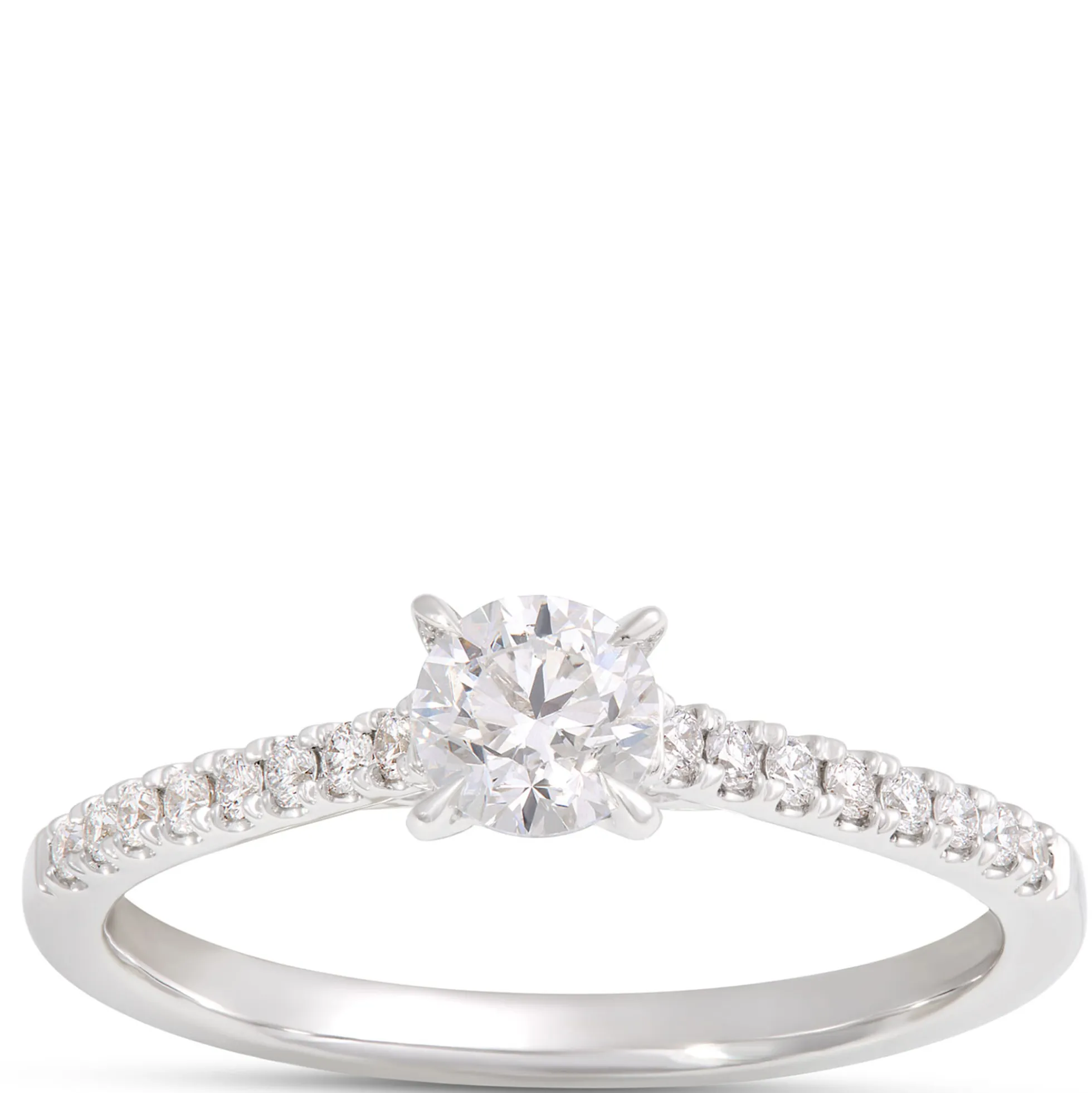 Classic Round Diamond Ring, ½ Carat Total Weight, 14K White Gold
