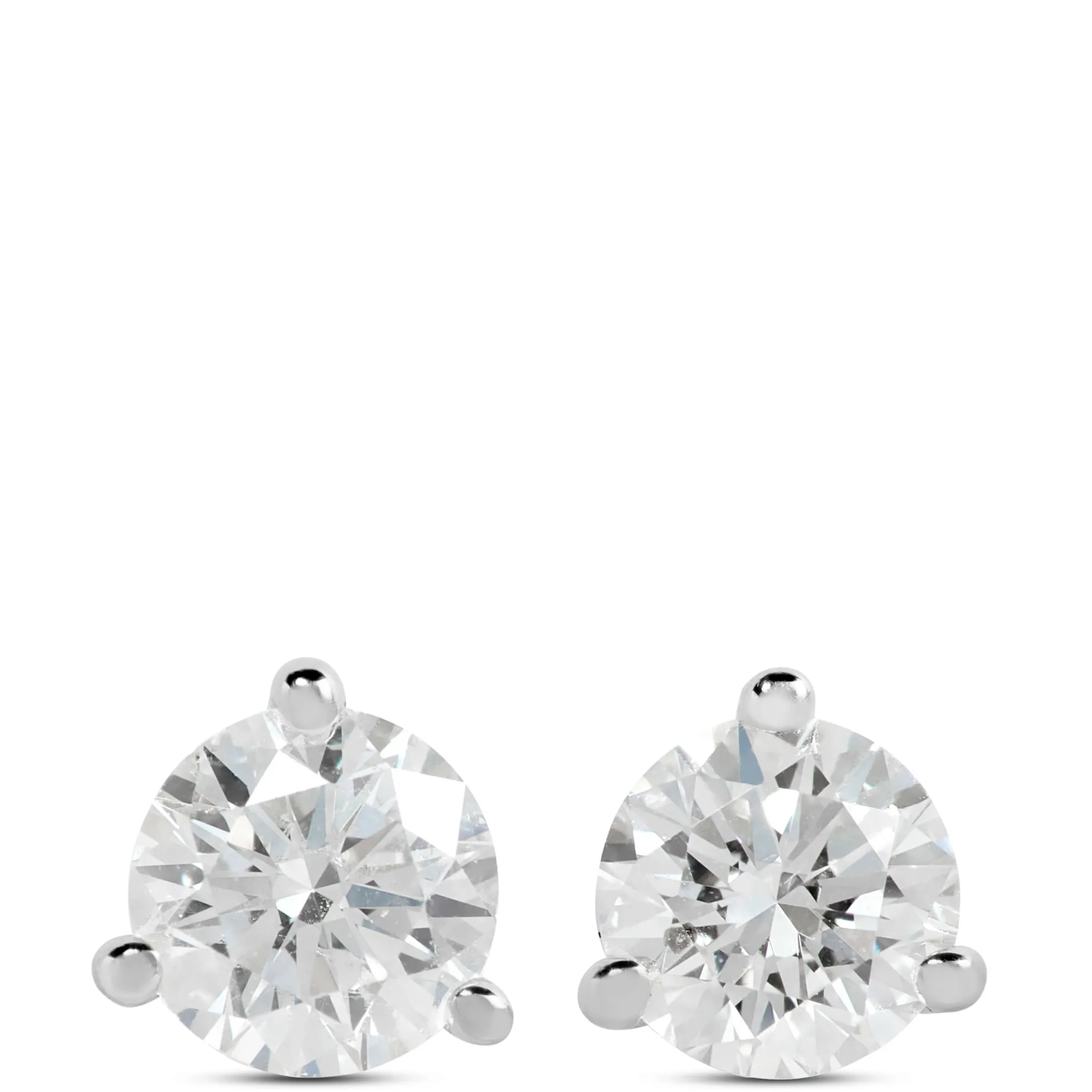 Classic Round Diamond Studs, 1/3 Carat Total Weight, in 14K White Gold