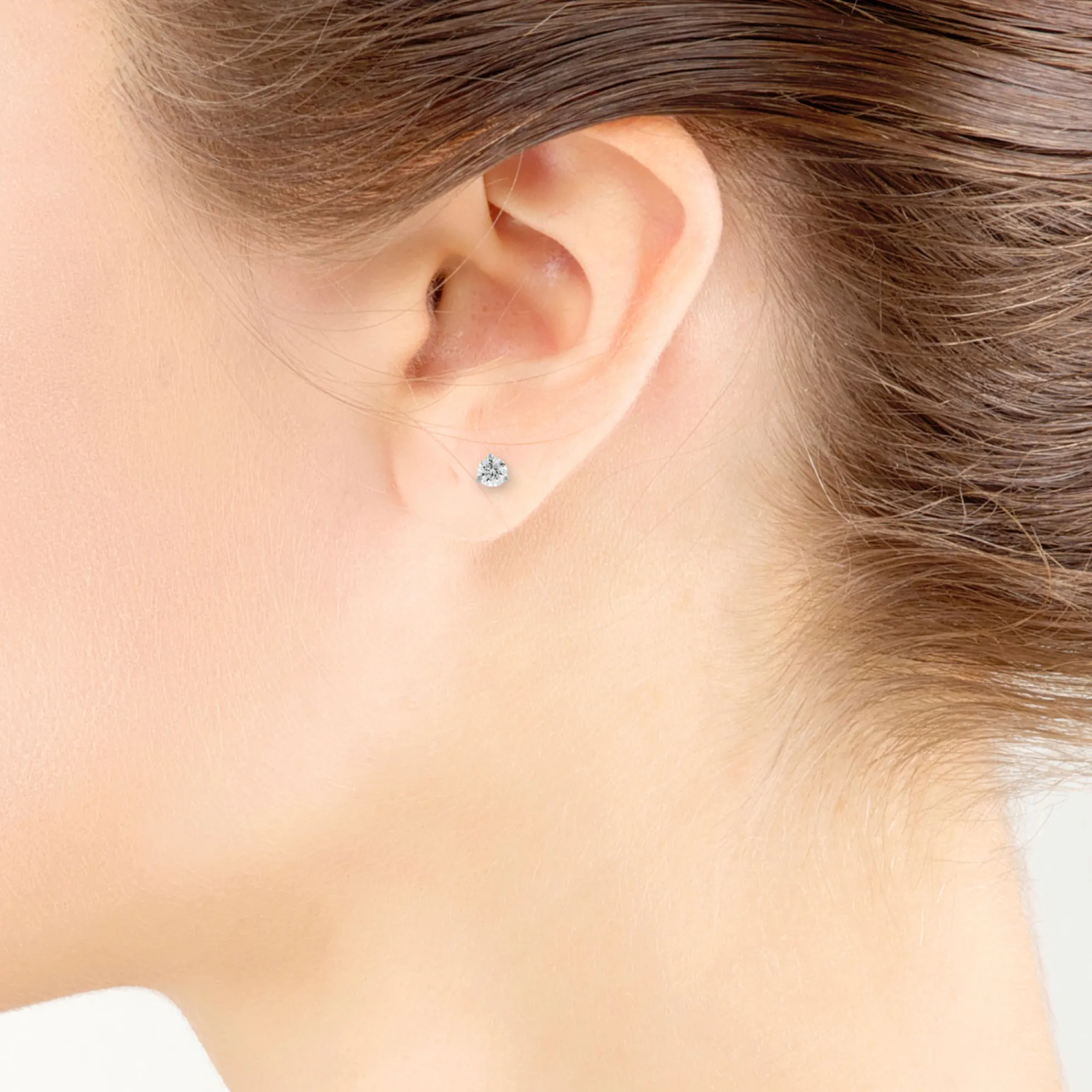 Classic Round Diamond Studs, 1/3 Carat Total Weight, in 14K White Gold