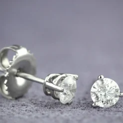 Classic Round Diamond Studs, 1/2 Carat Total Weight, in 14K White Gold