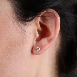 Classic Round Diamond Studs, 1/2 Carat Total Weight, in 14K White Gold