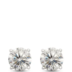 Classic Round Diamond Studs, 3 Total Carat Weight, 14K White Gold