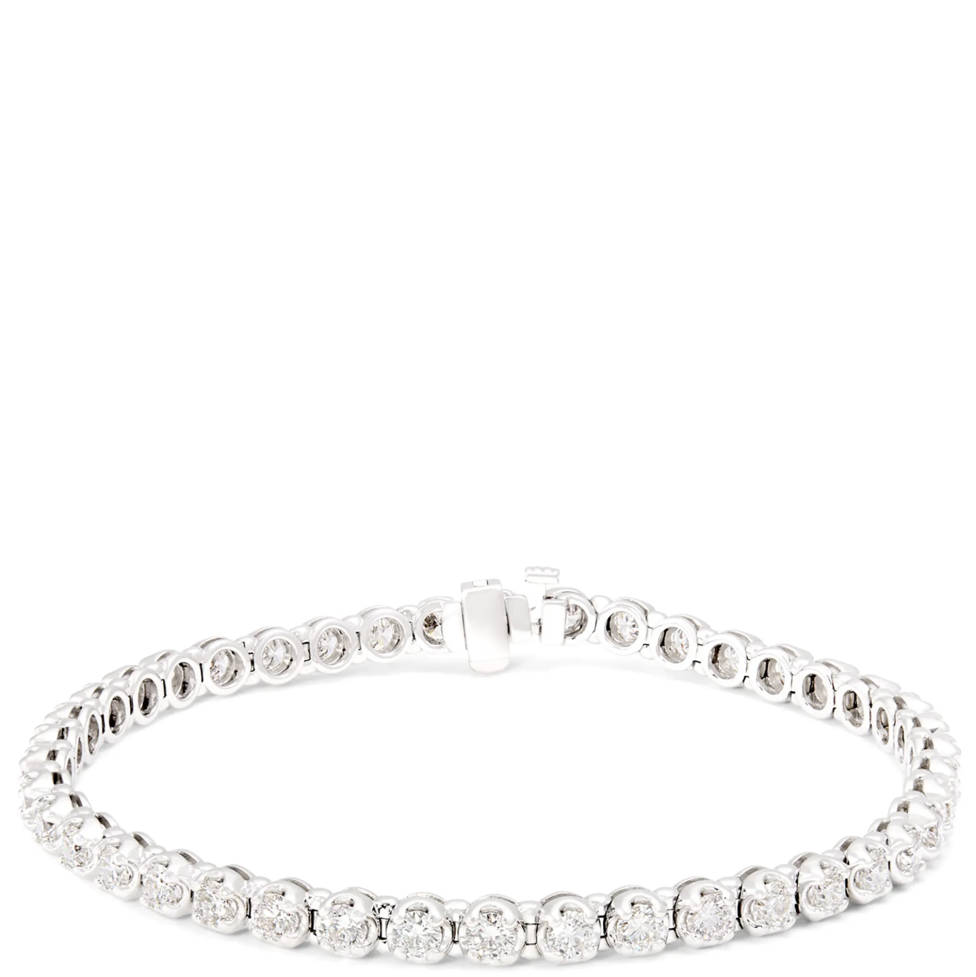 Classic Round Diamond Tennis Bracelet, 8 Carat Total Weight, 14K White Gold