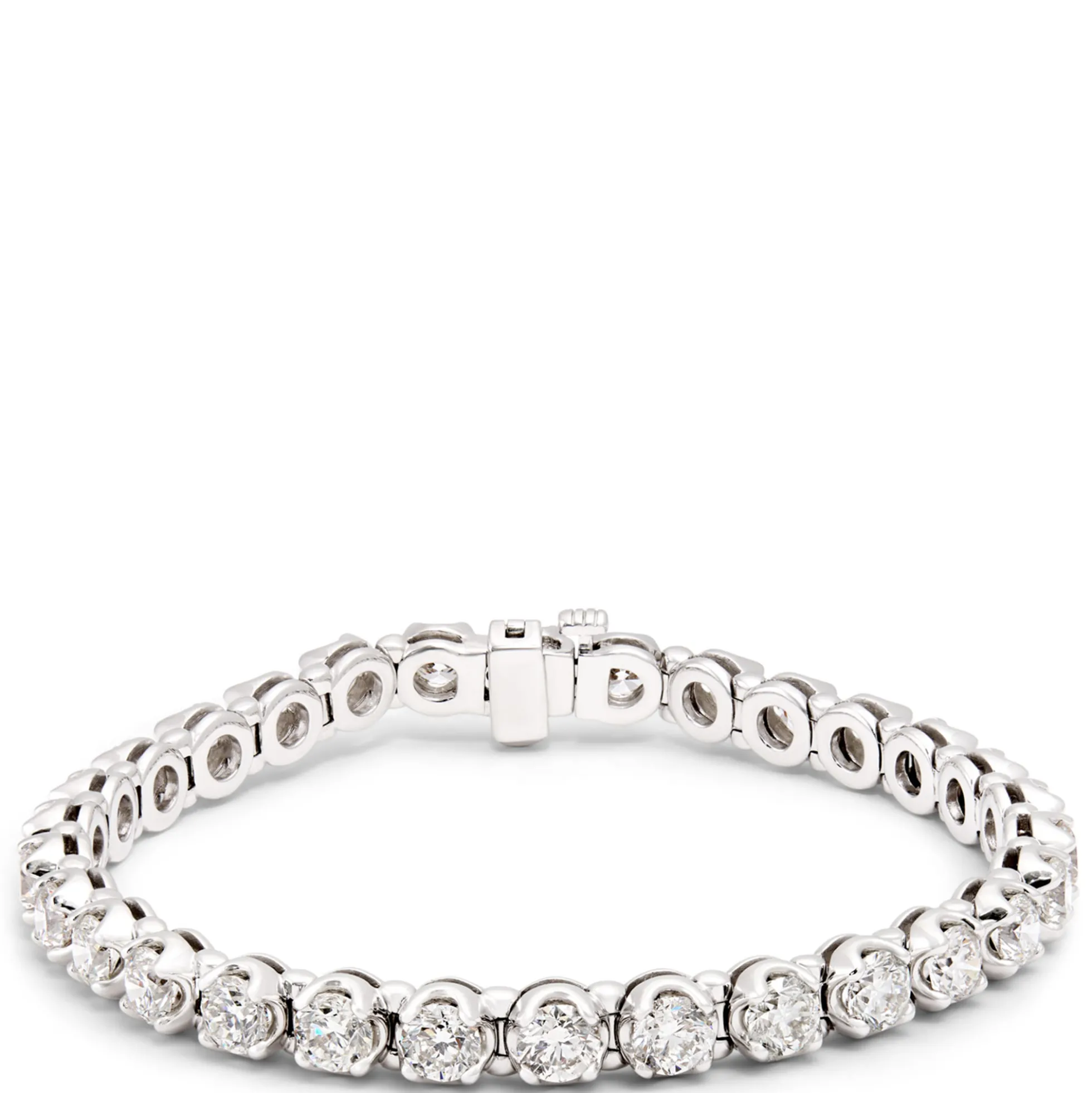 Classic Round Diamond Tennis Bracelet, 10 Total Carat Weight, 14K White Gold