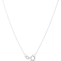 Classic Round Sapphire Diamond Halo Necklace, 1/10 Total Carat Weight, 14K White Gold