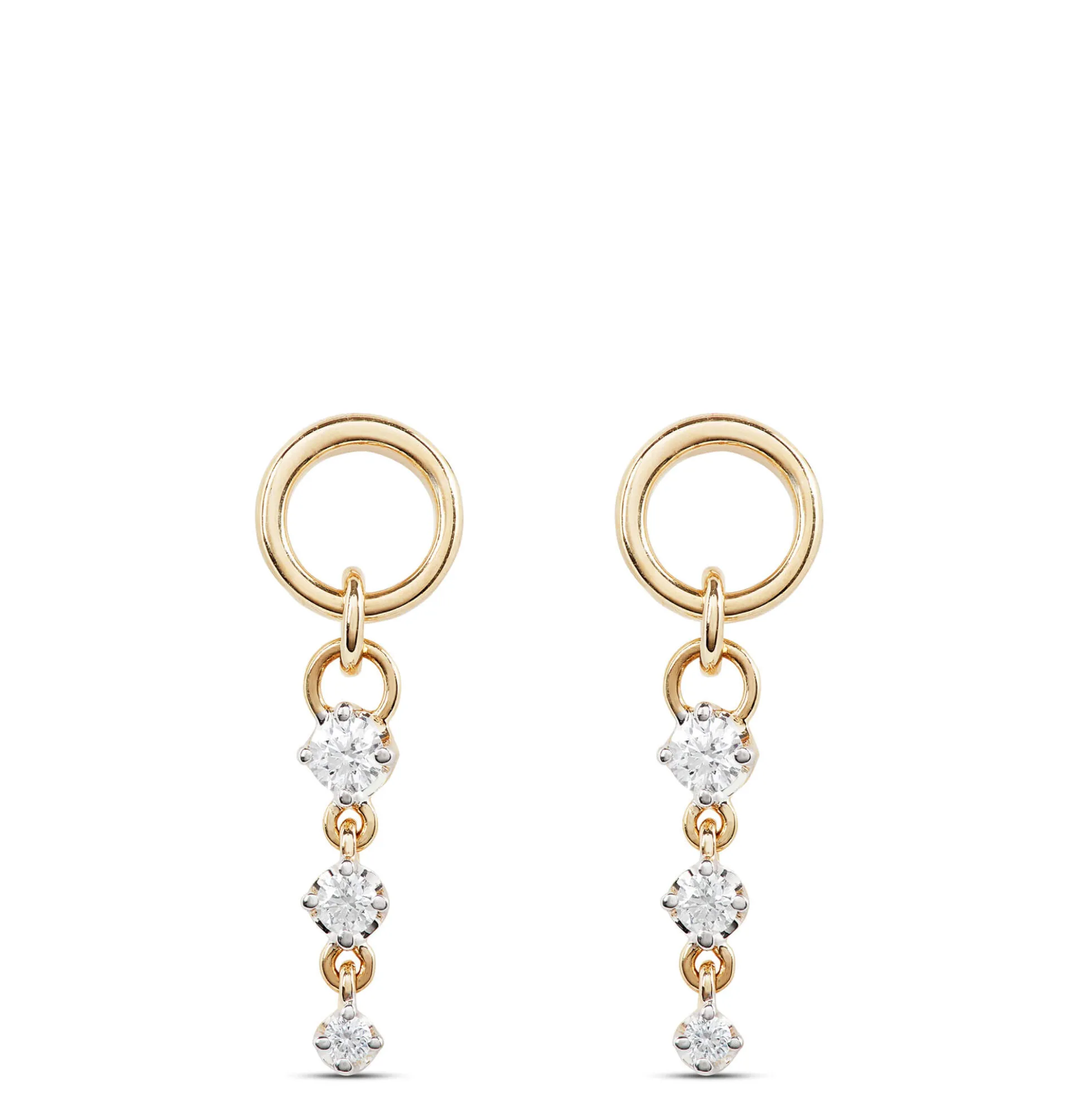 Cluster Diamond Dangle Earrings, 14K Mixed Gold