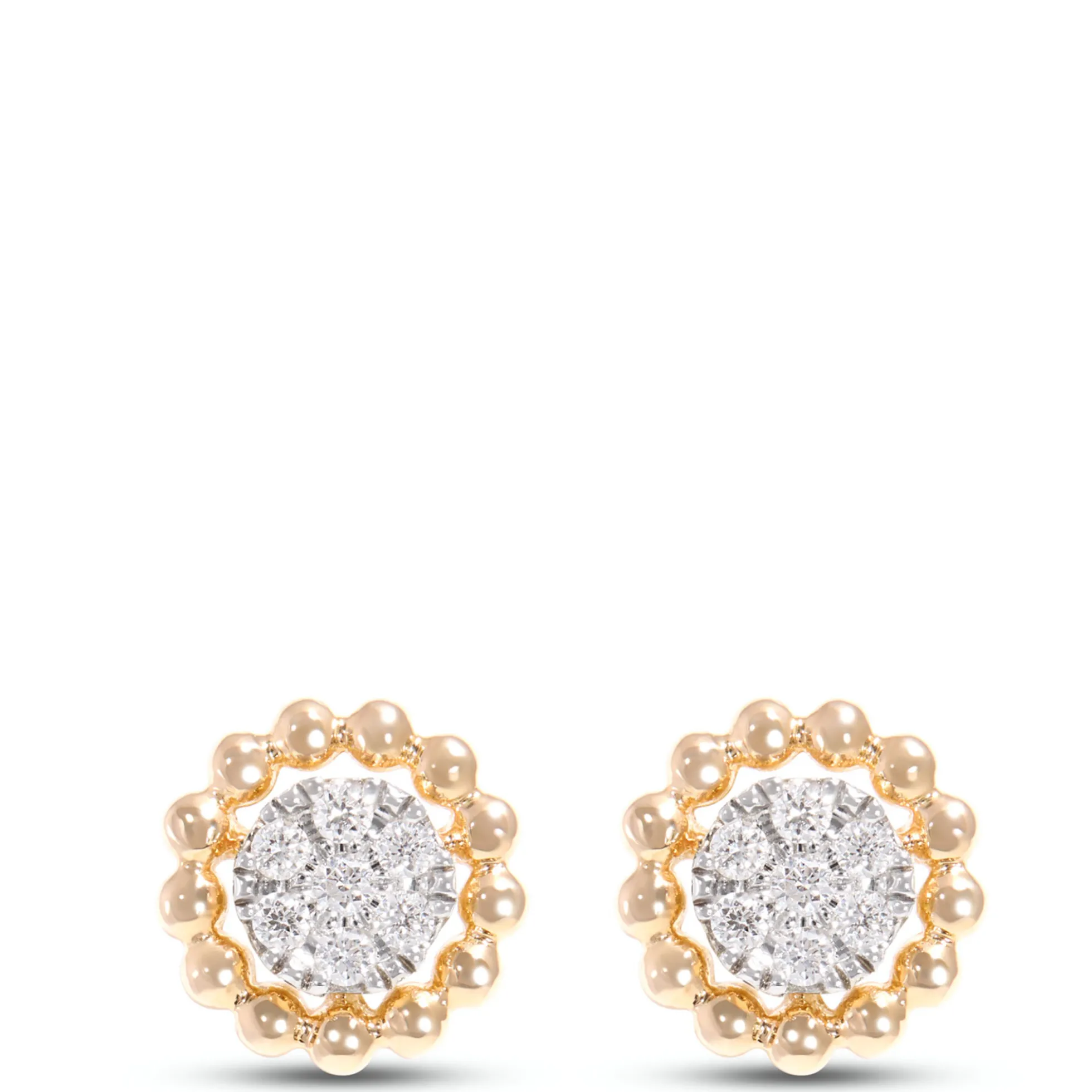Cluster Diamond Studs, 1/10 Total Carat Weight, 14K Yellow Gold