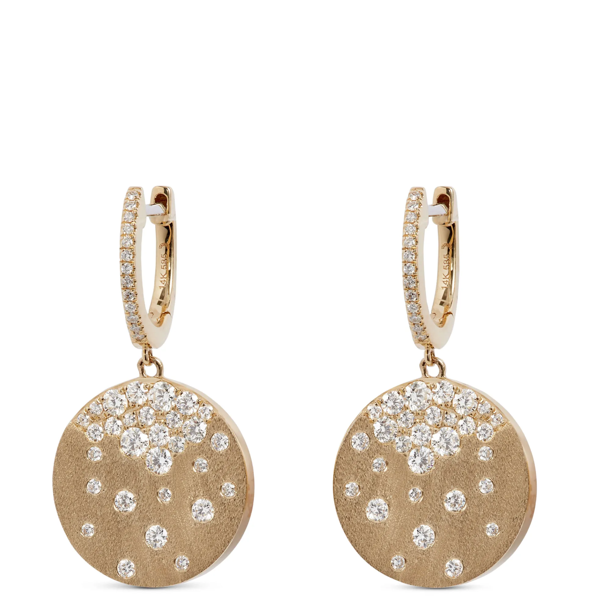 Confetti Gold and Diamond Dangle Earrings, 14K Yellow Gold