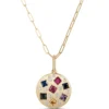 Confetti Rainbow Sapphire and Diamond Pendant, 14K Yellow Gold