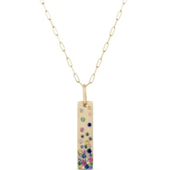 Confetti Rainbow Sapphire Pendant, 14K Yellow Gold