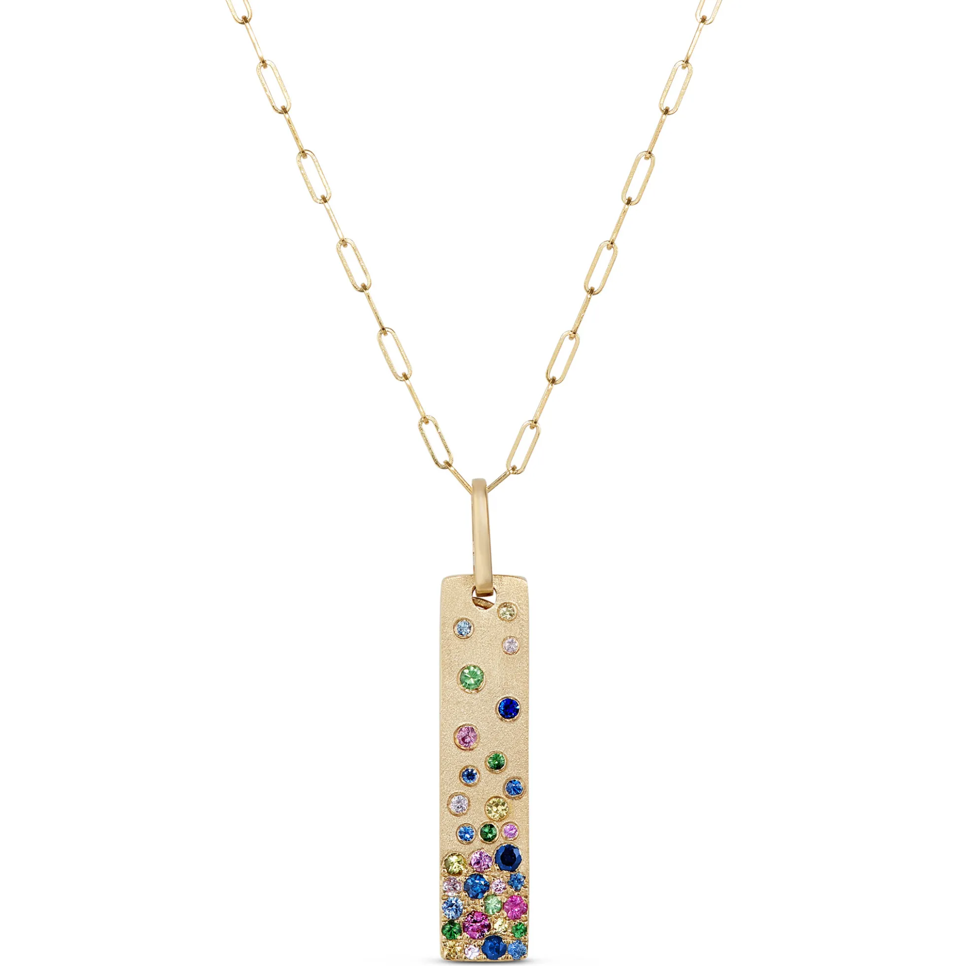 Confetti Rainbow Sapphire Pendant, 14K Yellow Gold