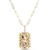 Confetti Sapphire and Tsavorite Dogtag Pendant, 14K Yellow Gold