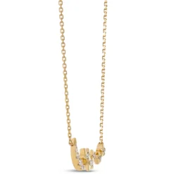 Crescent Moon and Stars Diamond Pendant, 14K Yellow Gold