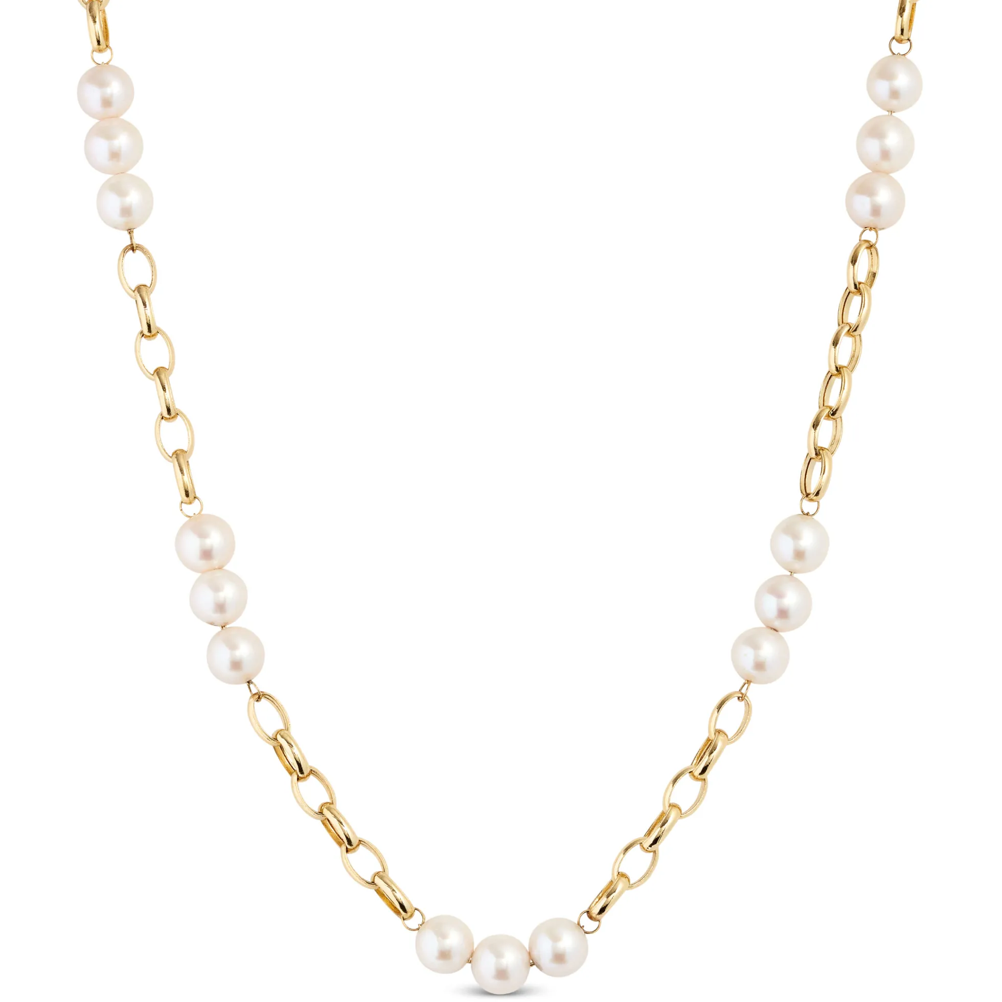 Cultured Freshwater Paperclip Pearl Necklace 14K, 20"