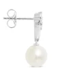 Cultured Freshwater Pearl and Diamond Dangle Earrings, 14K White Gold