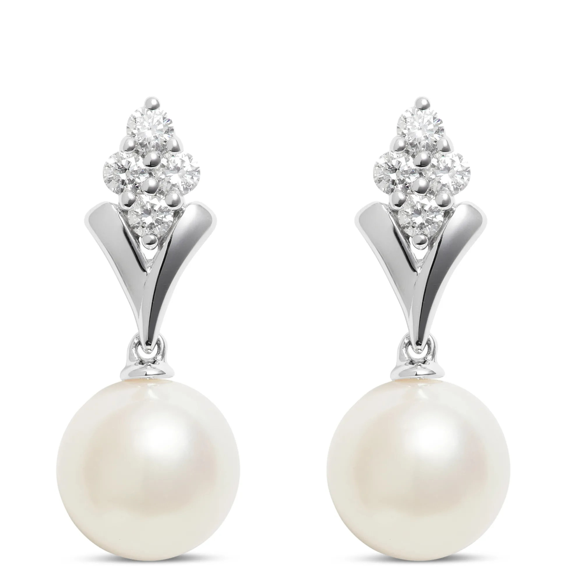 Cultured Freshwater Pearl and Diamond Dangle Earrings, 14K White Gold