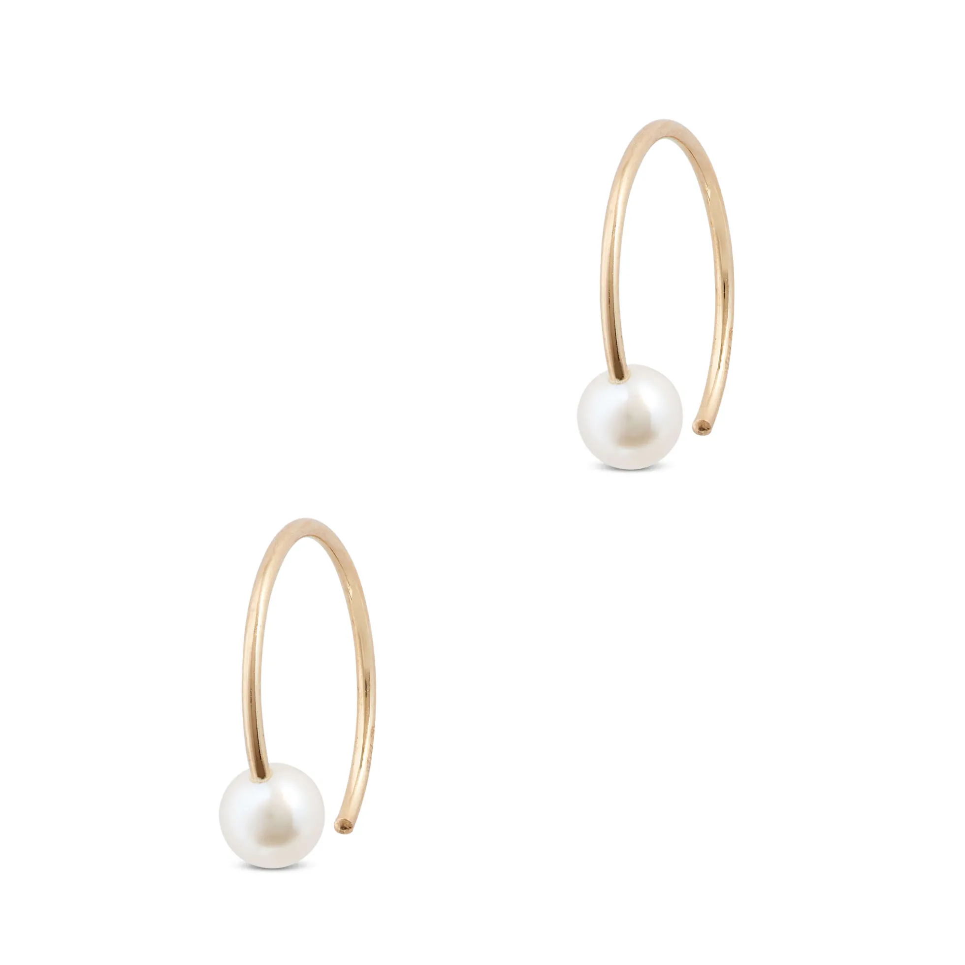 Cultured Freshwater Pearl Hoop Earrings, 14K Yellow Gold