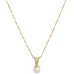 Cultured Pearl Baby Necklace, 14k Yellow Gold
