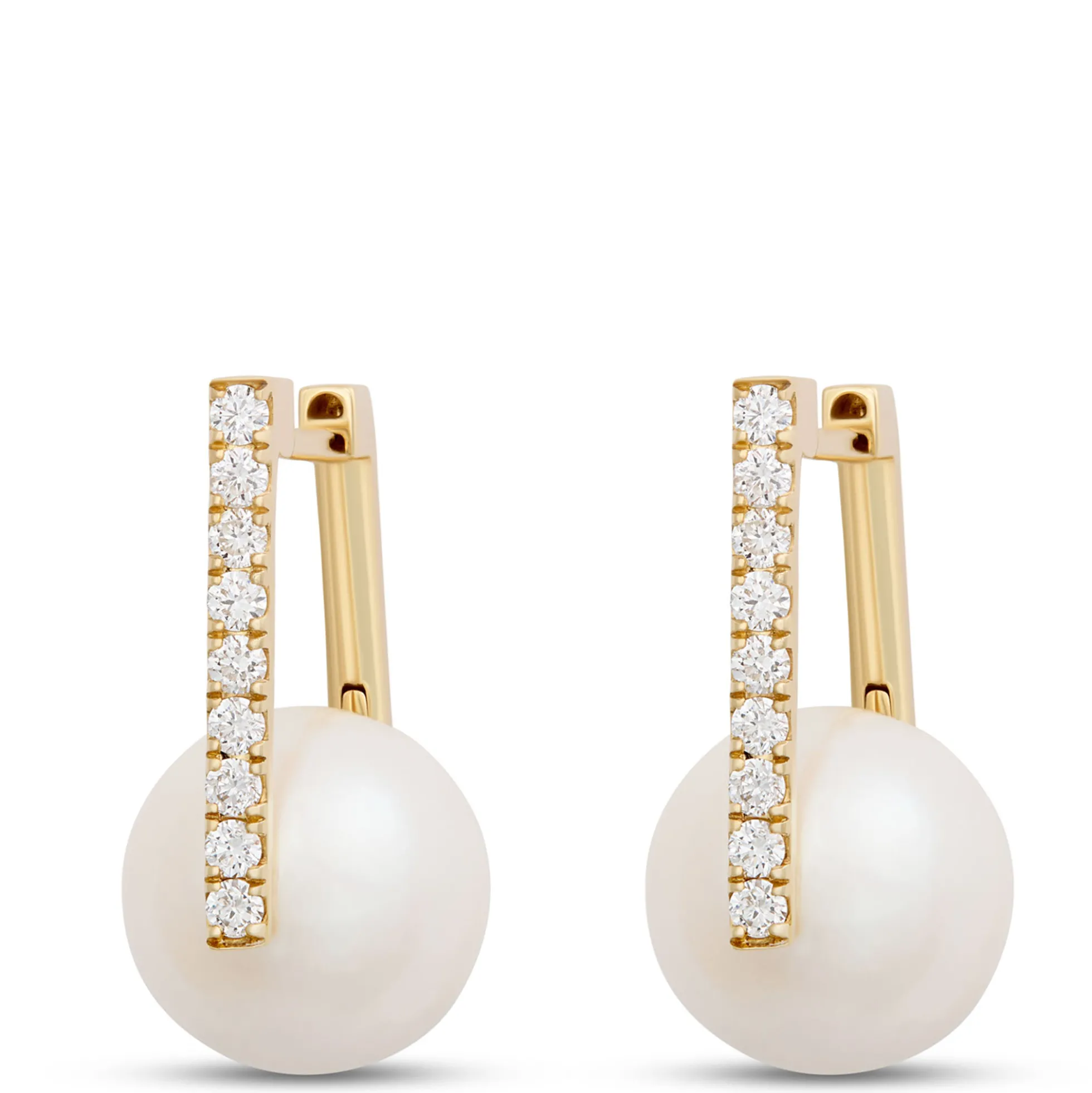 Cultured Pearl Hoop Earrings, 14K Yellow Gold