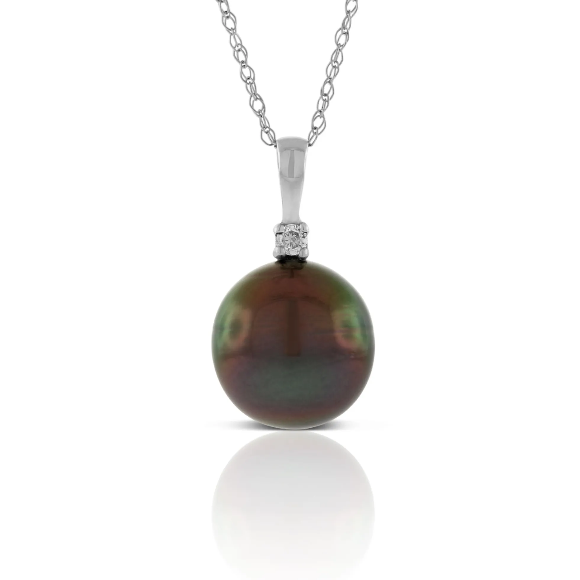 Cultured South Sea Tahitian Pearl & Diamond Necklace 14K