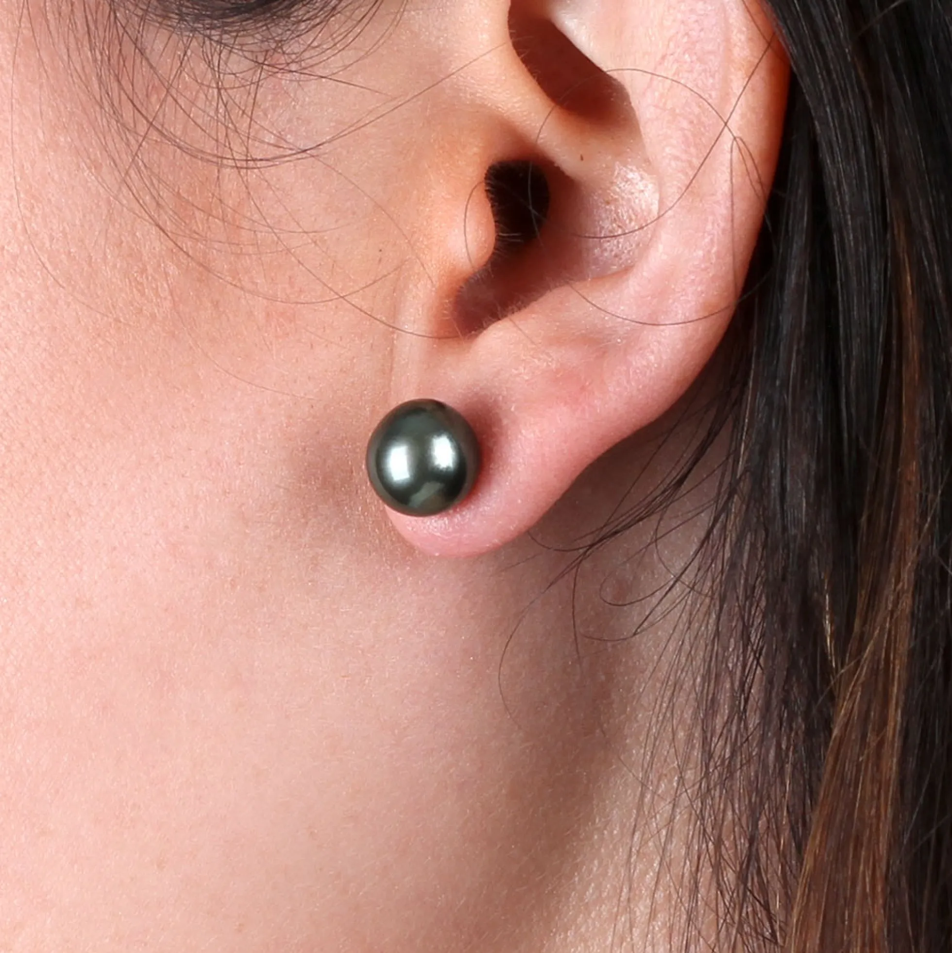 Cultured South Sea Tahitian Pearl Stud Earrings, 14K White Gold