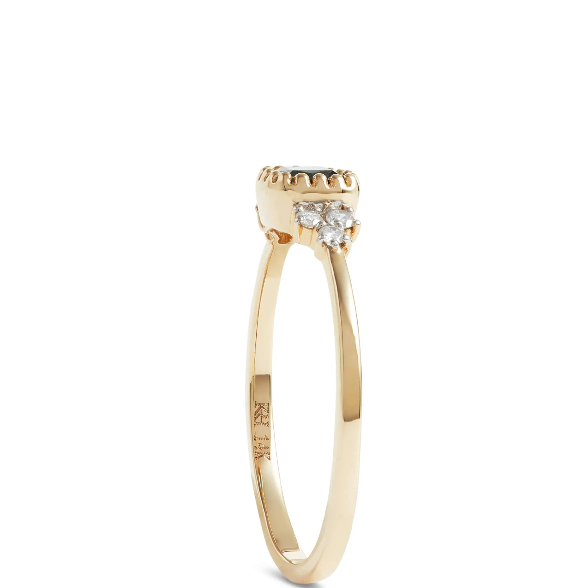 Cushion Cut Blue Topaz and Diamond Ring, 14K Yellow Gold