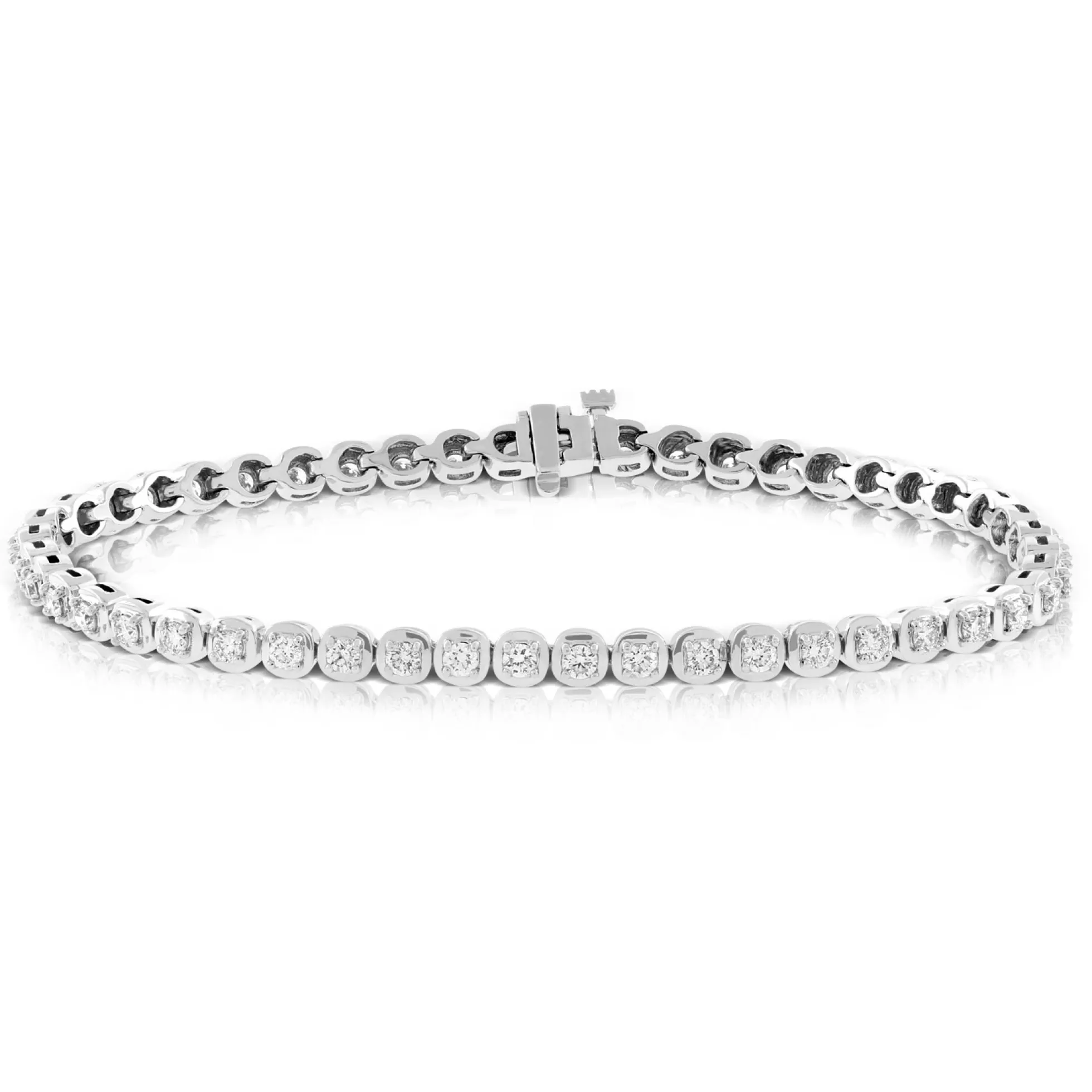 Cushion Shaped Link Diamond Bracelet 14K, 2 ctw.