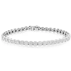 Cushion Shaped Link Diamond Bracelet 14K, 3 ctw.