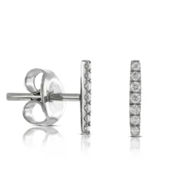 Diamond Bar Stud Earrings 14K