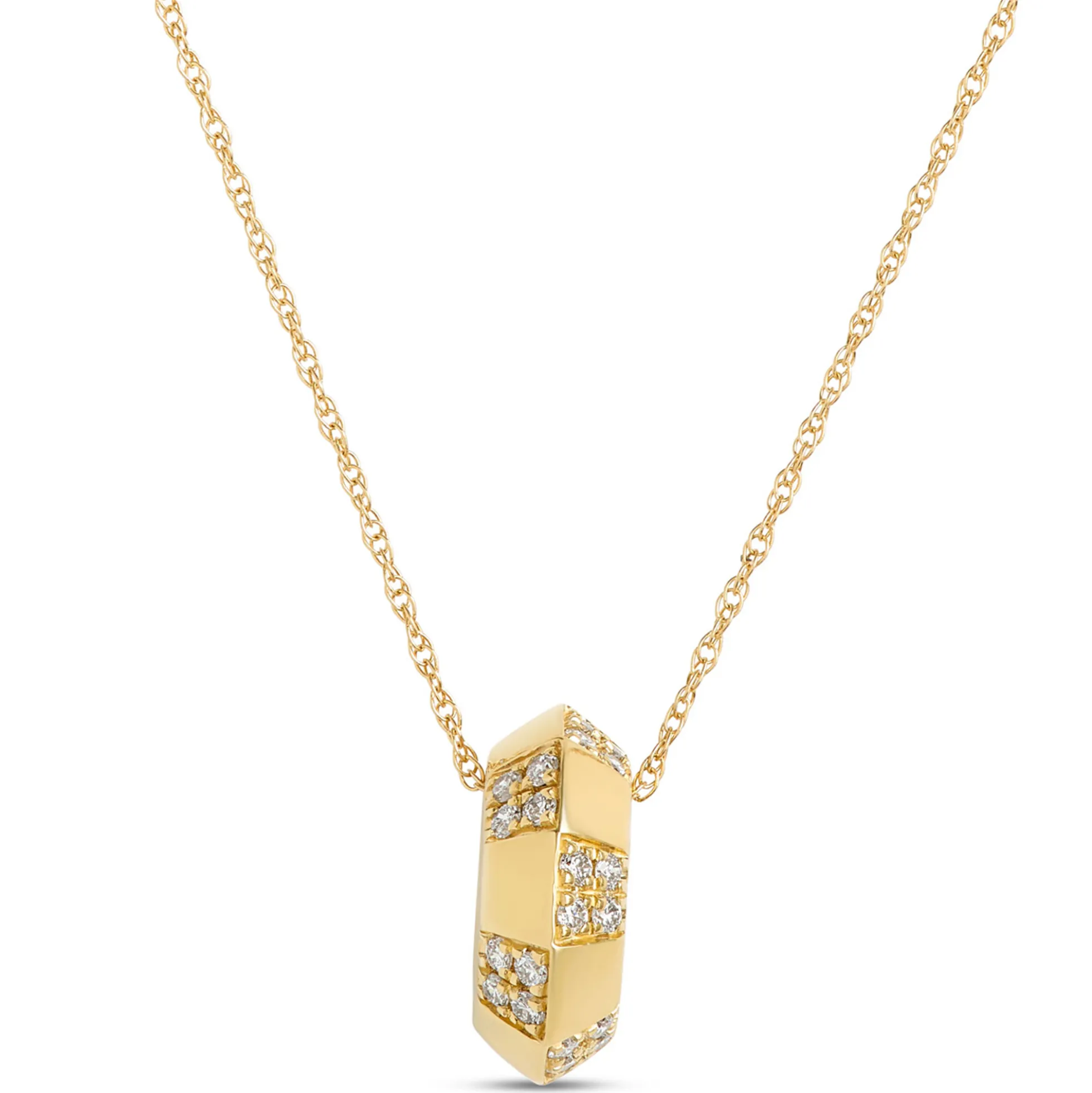 Diamond Circle Pendant, 14k Yellow Gold
