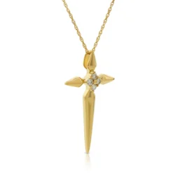 Diamond Cluster Cross Necklace 14K
