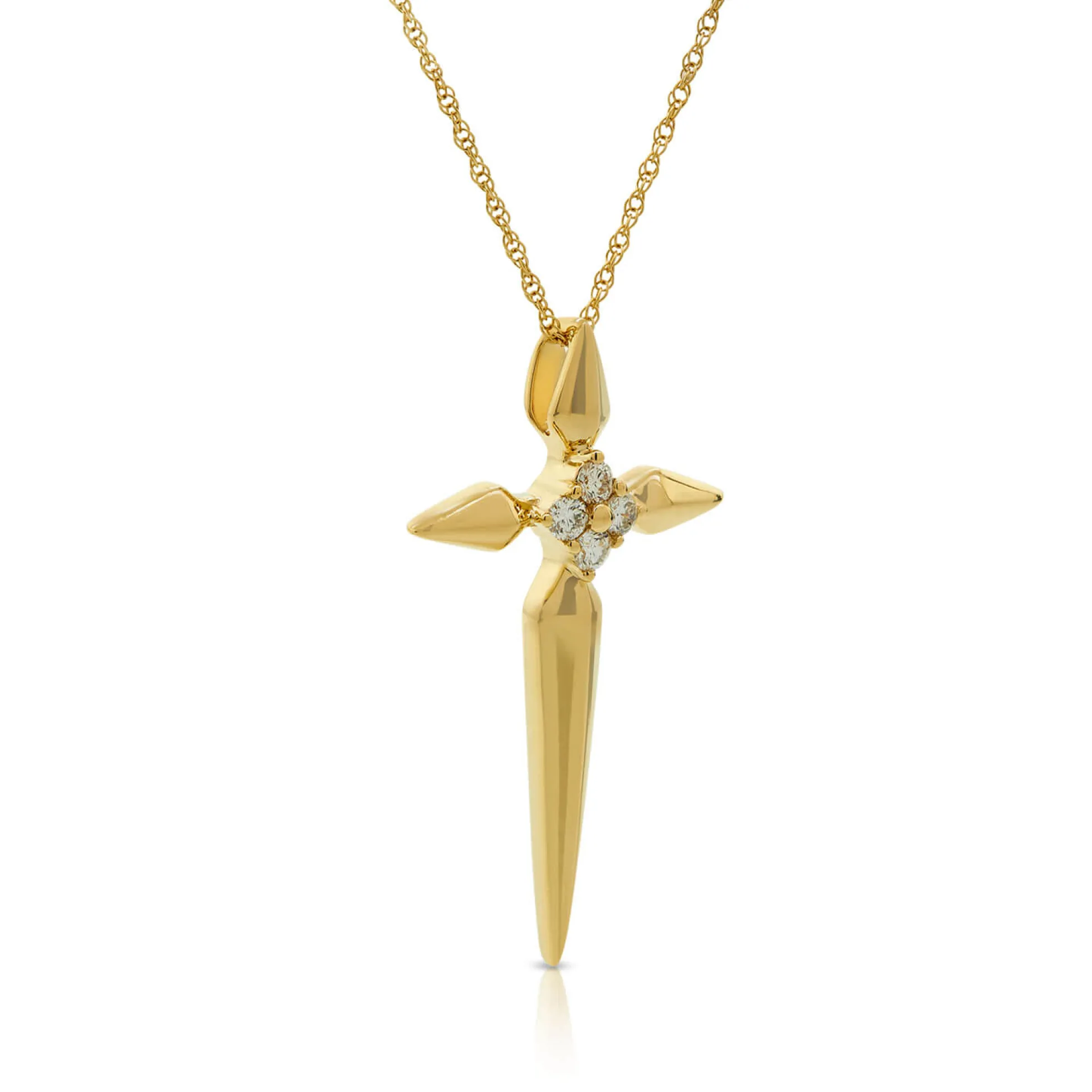 Diamond Cluster Cross Necklace 14K