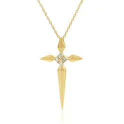 Diamond Cluster Cross Necklace 14K