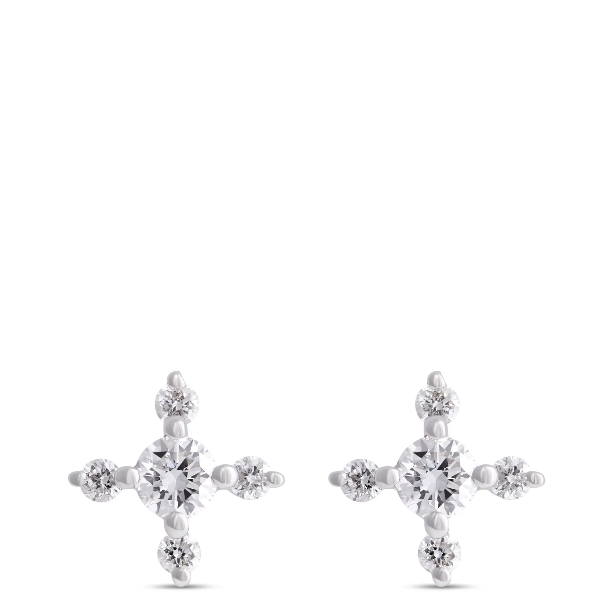Diamond Cluster Studs, 14K White Gold
