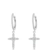 Diamond Cross Dangle Earrings, 14K White Gold