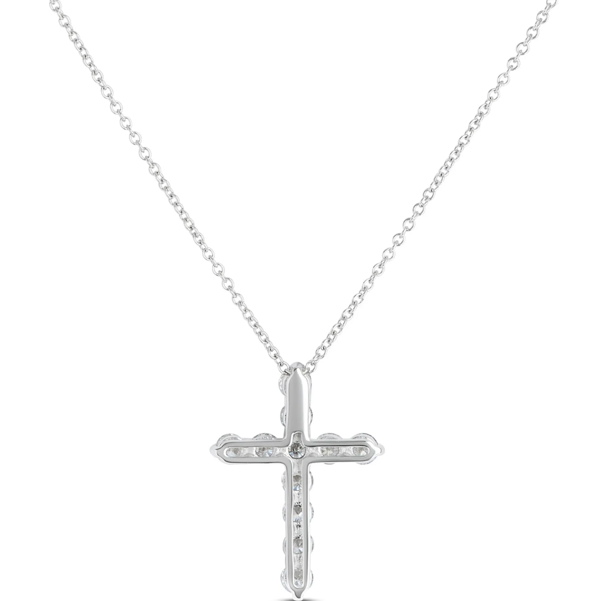 Diamond Cross Pendant, 14k White Gold