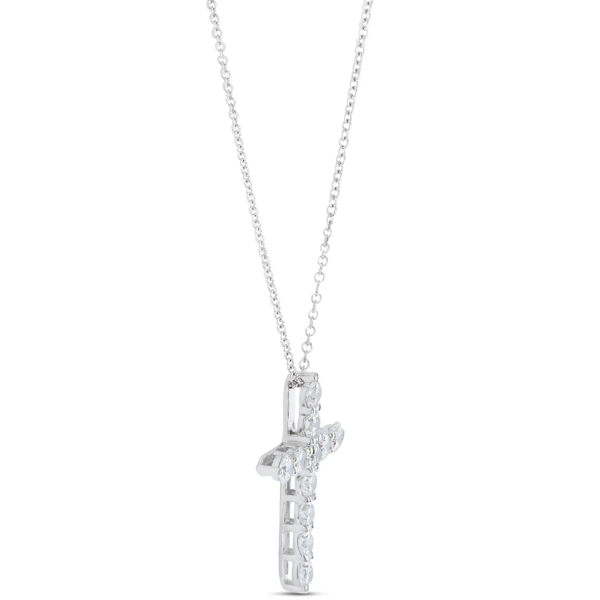 Diamond Cross Pendant, 14k White Gold