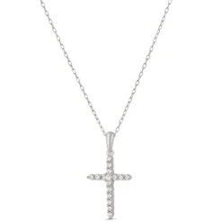 Diamond Cross Pendant, 14K White Gold
