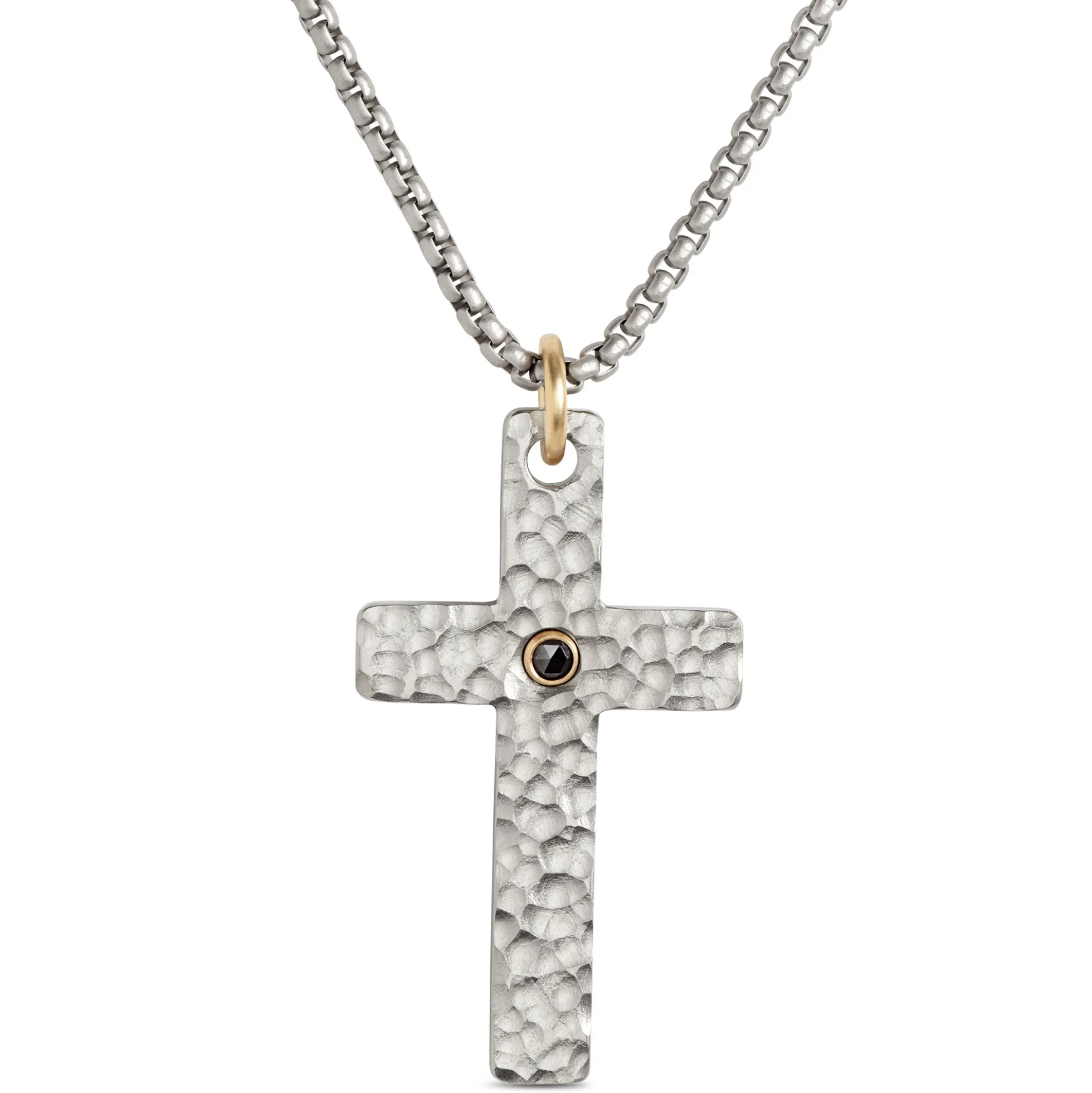 Diamond Cross Pendant, 14K White Gold