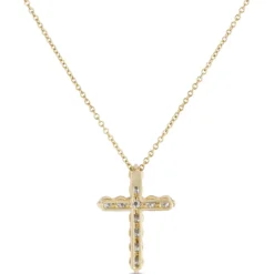 Diamond Cross Pendant, 14K Yellow Gold