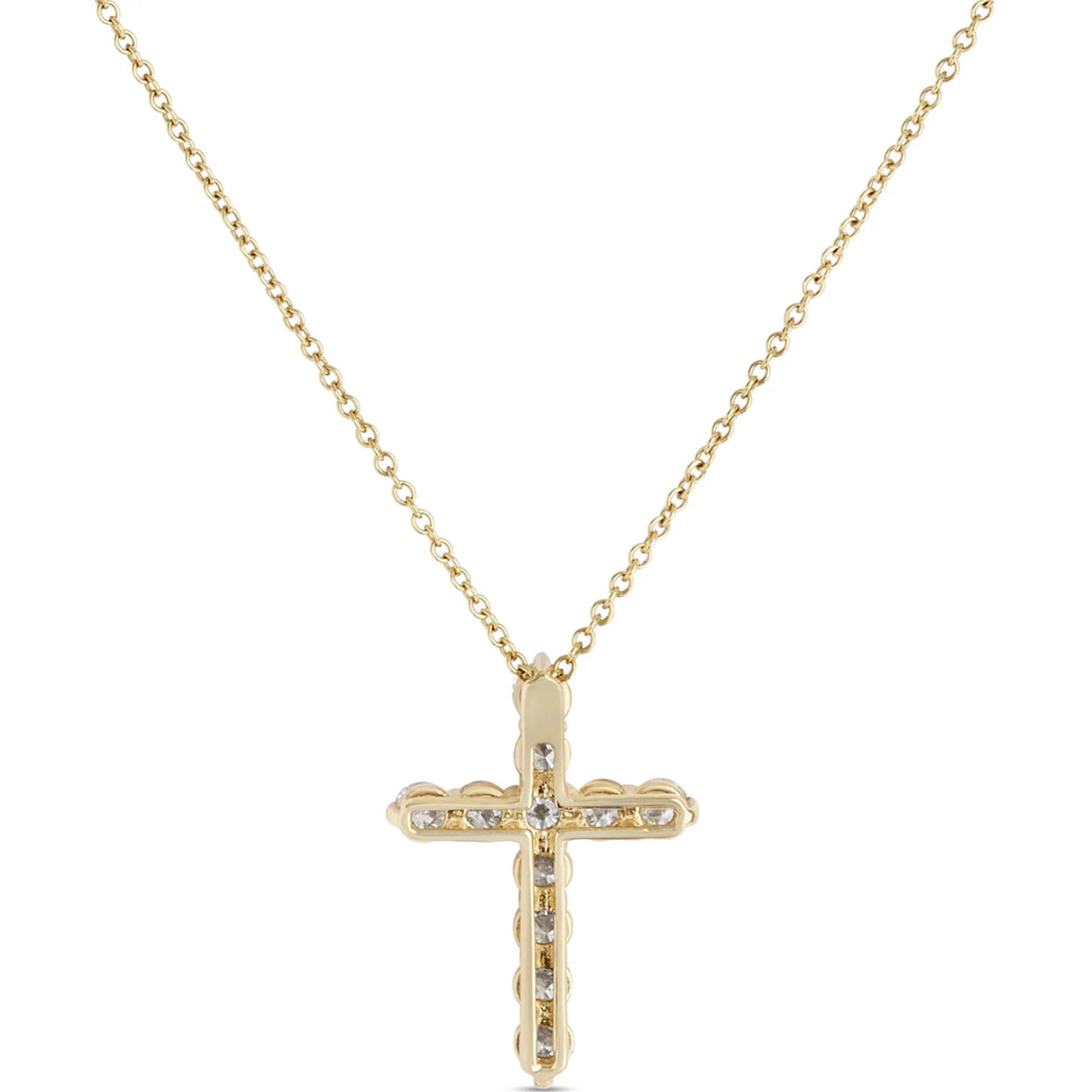Diamond Cross Pendant, 14K Yellow Gold