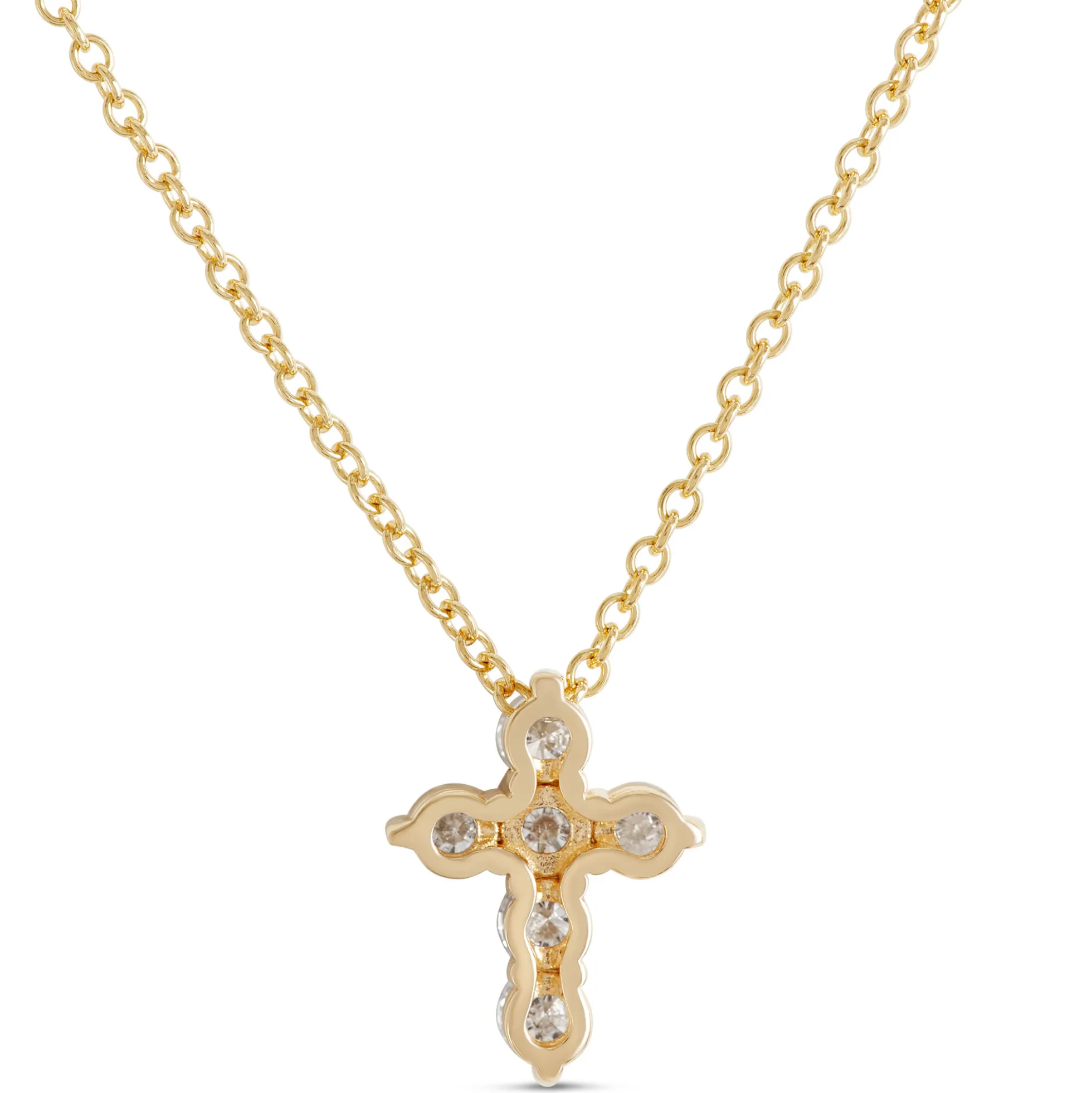 Diamond Cross Pendant, 14K Yellow Gold