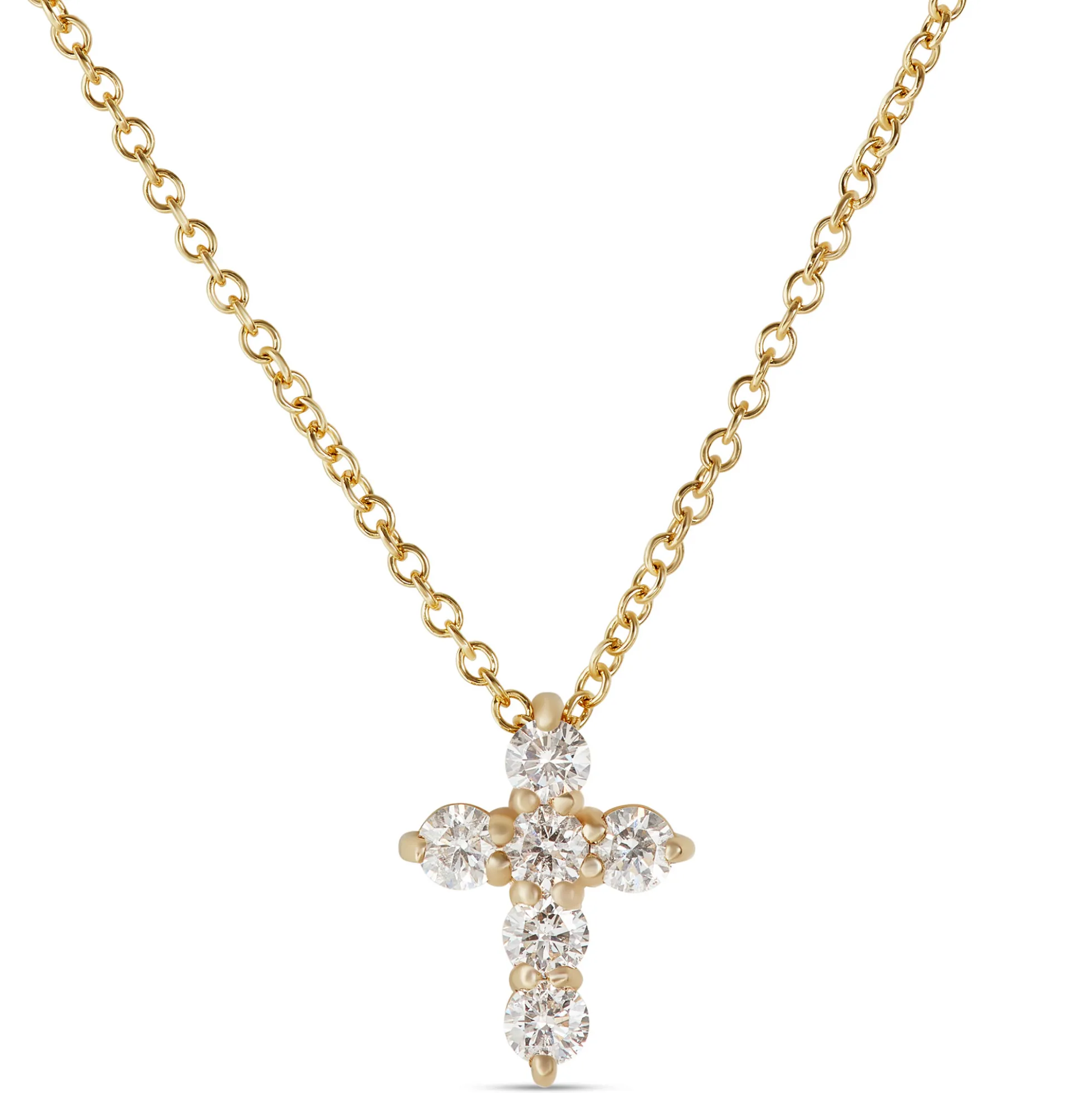 Diamond Cross Pendant, 14K Yellow Gold