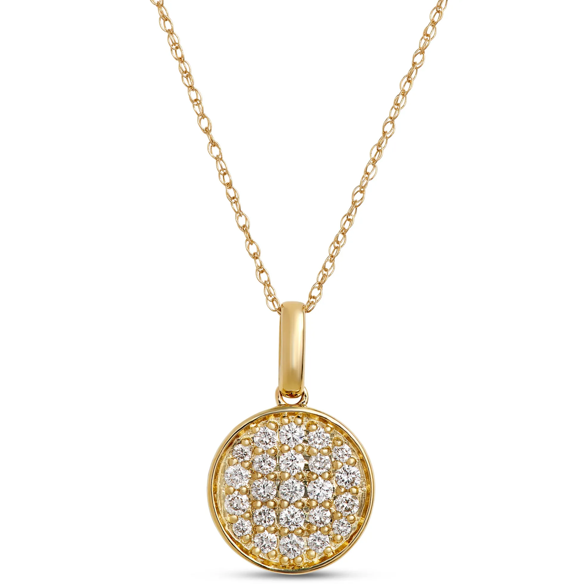 Diamond Disk Pendant, 14K Yellow Gold