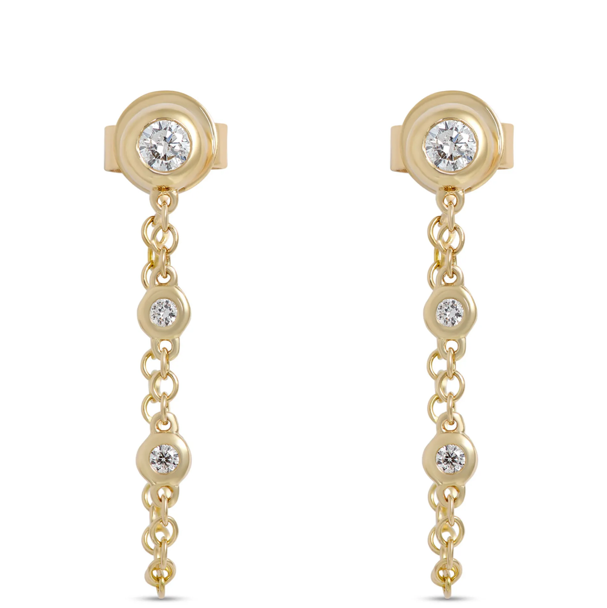 Diamond Earrings, 14k Yellow Gold