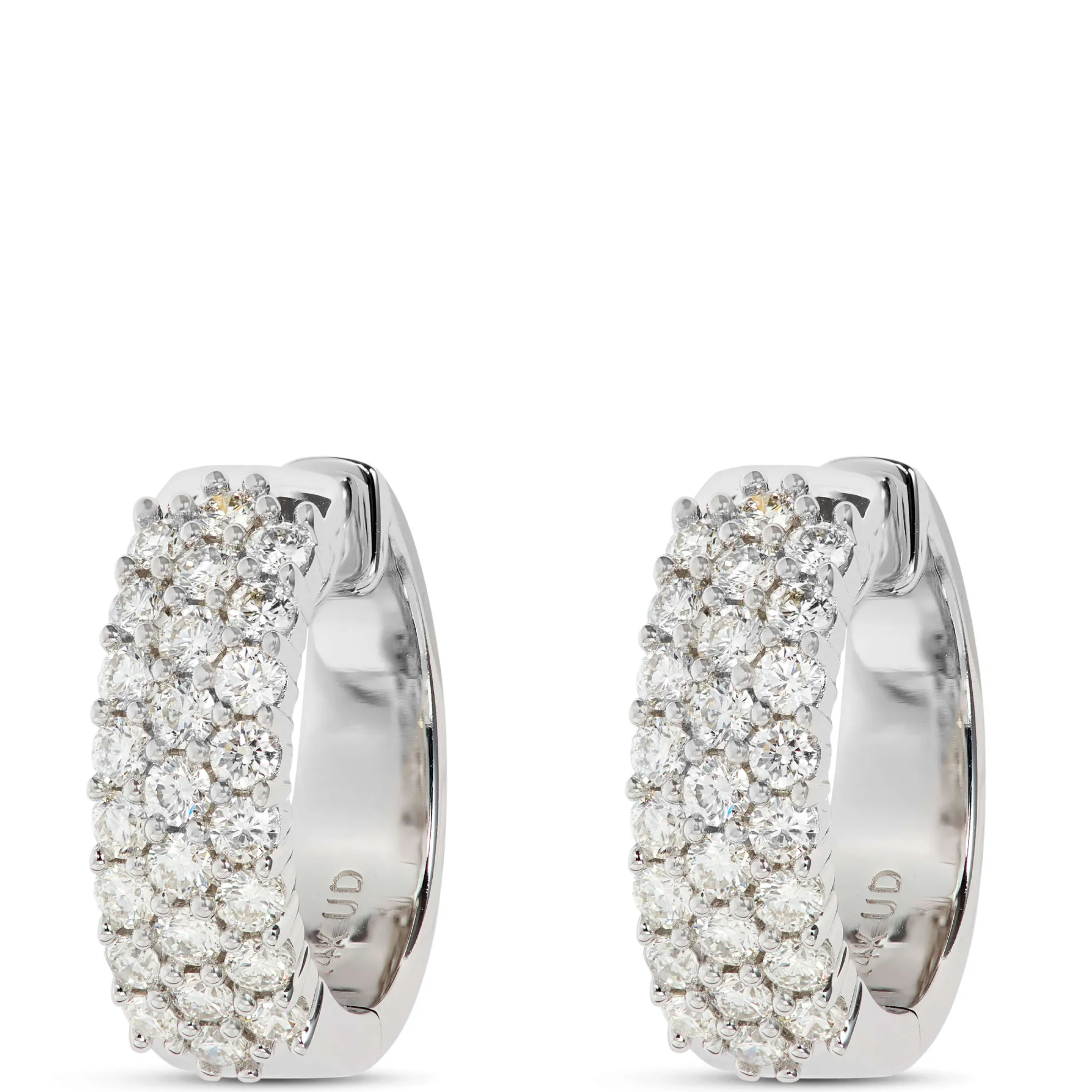 Diamond Encrusted Hoop Earrings, 14K White Gold