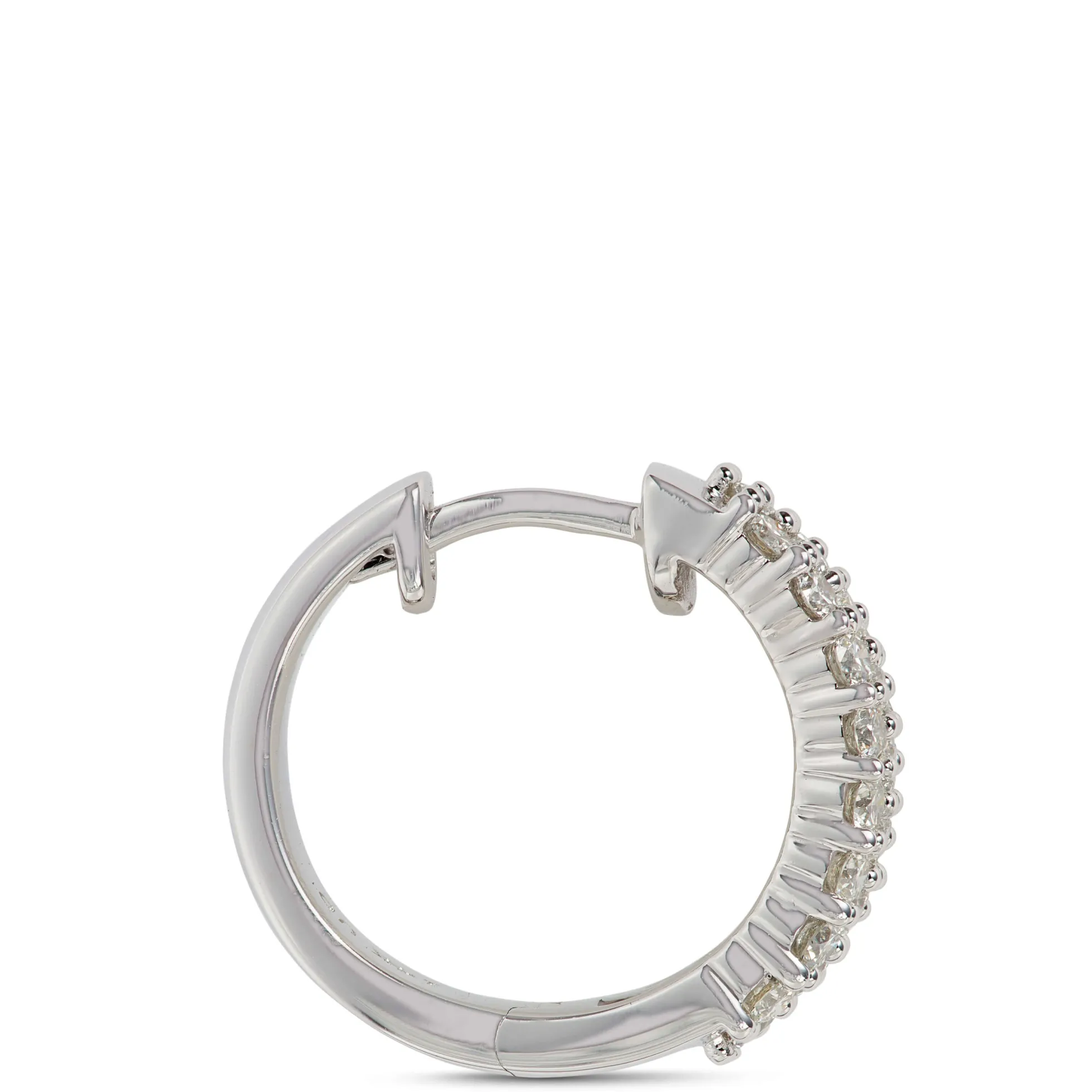 Diamond Encrusted Hoop Earrings, 14K White Gold