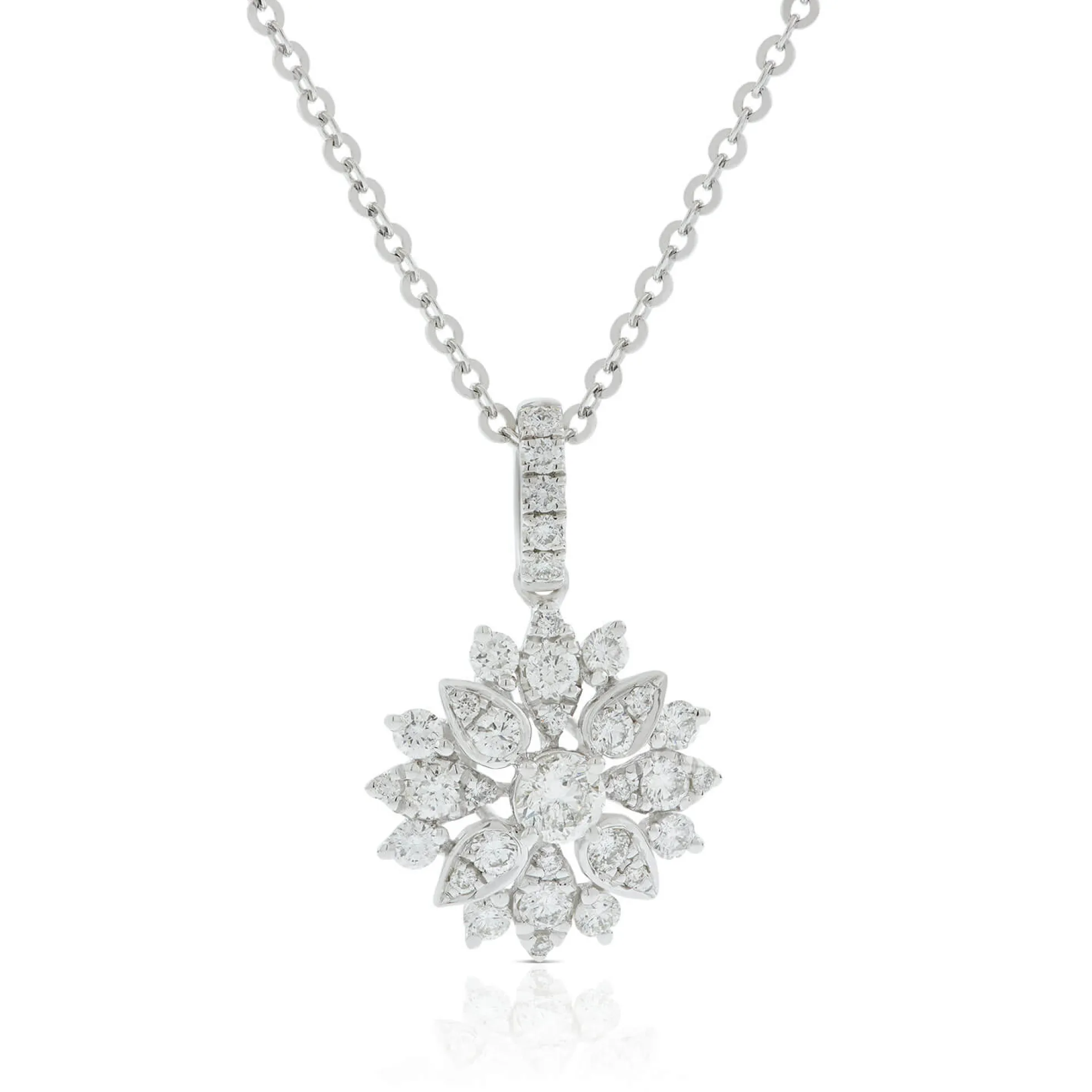 Diamond Floral Burst Necklace 14K